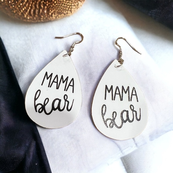 MAMA BEAR FAUX LEATHER EARRINGS - Picture 2 of 3